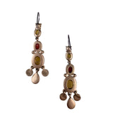 Vintage Amber Tone Dangle Earrings Women Gold Tone Various Metal Jewelry