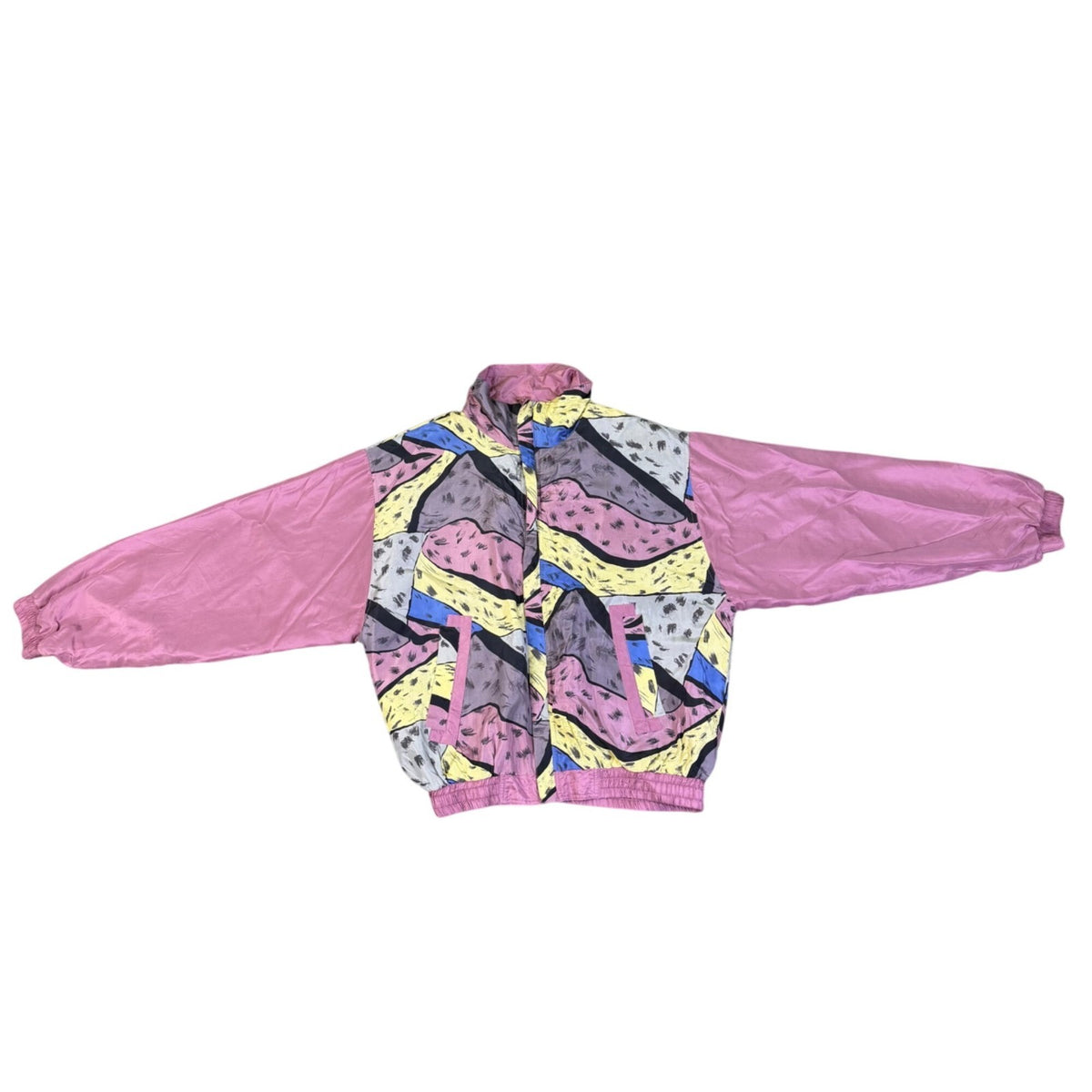 188 West Collection Unisex Pink Multicolor Silk Tracksuit Retro Style Size  XL
