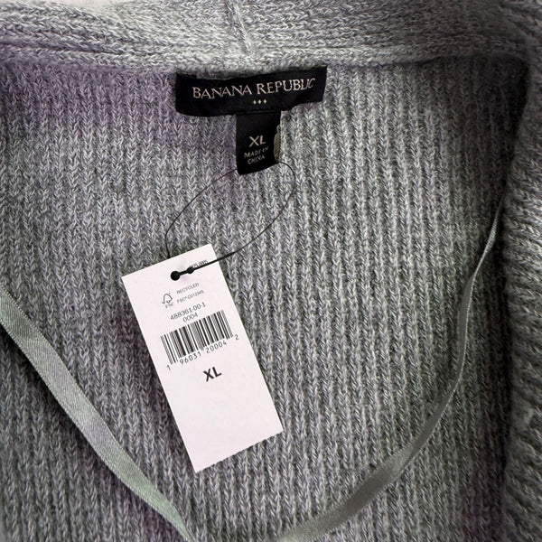 Banana Republic Womens Gray Knitted Cardigan Sweater Open Front Size XL