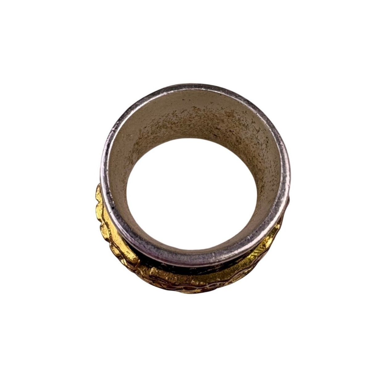 Two-Tone Bali Style Wide Ring Pagan Design Various Metal Size 9 Vintage Look