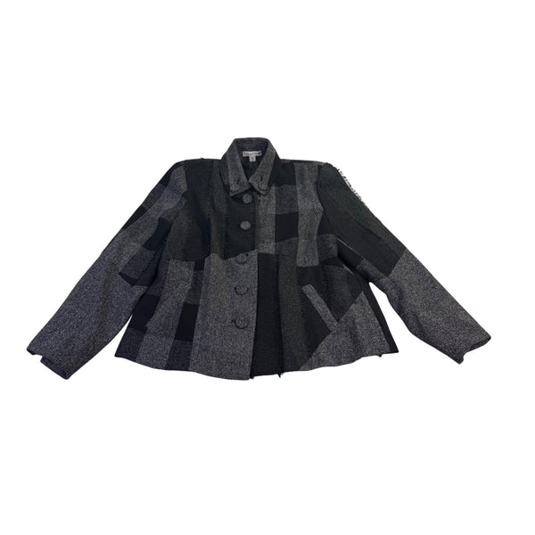 Coldwater Creek Womens Black/Gray Patchwork Button-Up Jacket Size 16