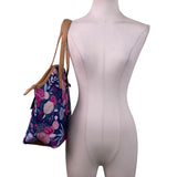 Fit + Fresh Women’s Navy Blue Floral Insulated Lunch Tote With Dual Tan Handles