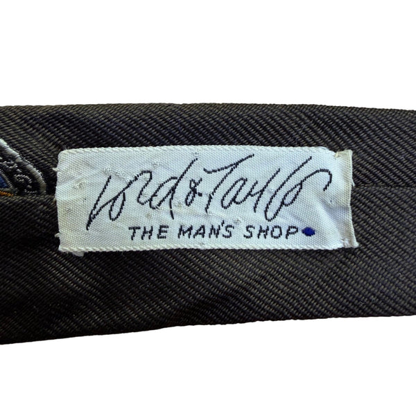 Saint Laurent Mens Black Silk Printed Tie All-Over Emblem Design Formal Acc