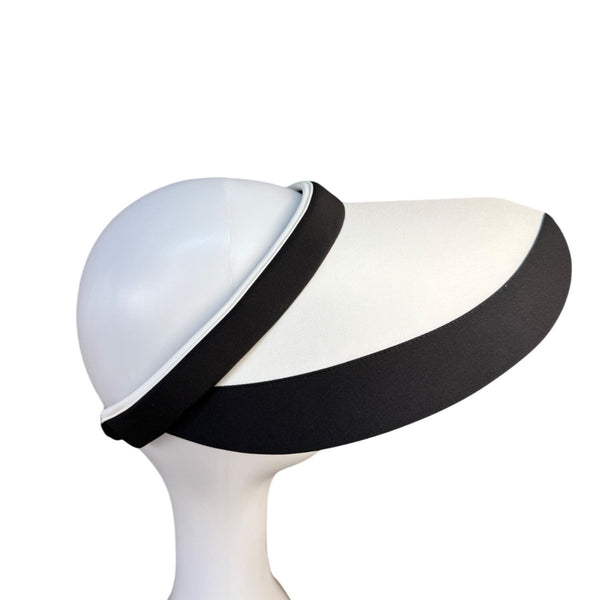 Chicos Womens Black & White Spandex Wide Brim Sun Visor Adjustable Fit