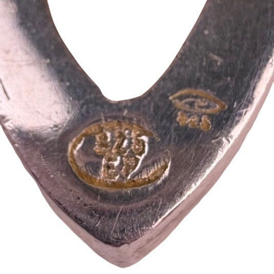 Baltic Amber Pendant In Sterling Silver 925 Teardrop Design Brown With Markings