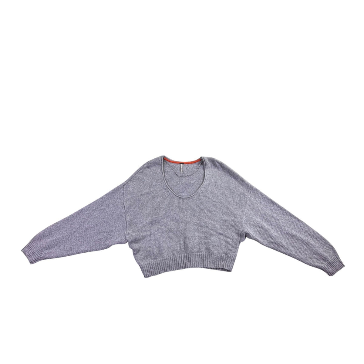 Free People Womens Gray Cotton Knit Cropped Sweater Casual Pullover Size S