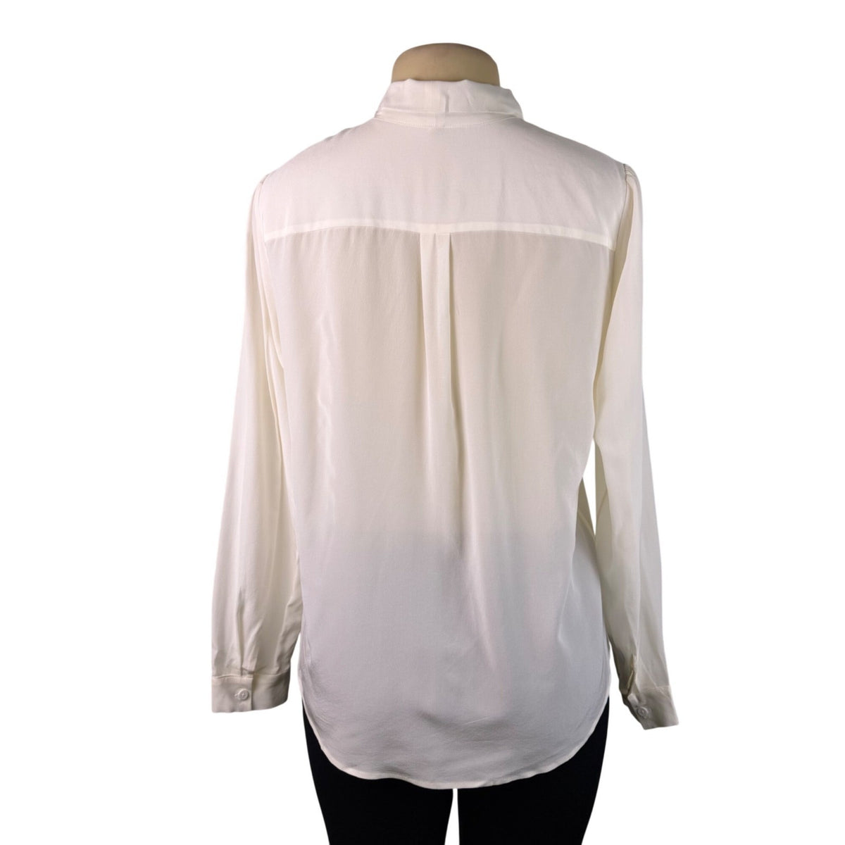 LILYSILK Womens Ivory 100% Mulberry Silk Tie Neck Blouse Long Sleeve  Sz M  New