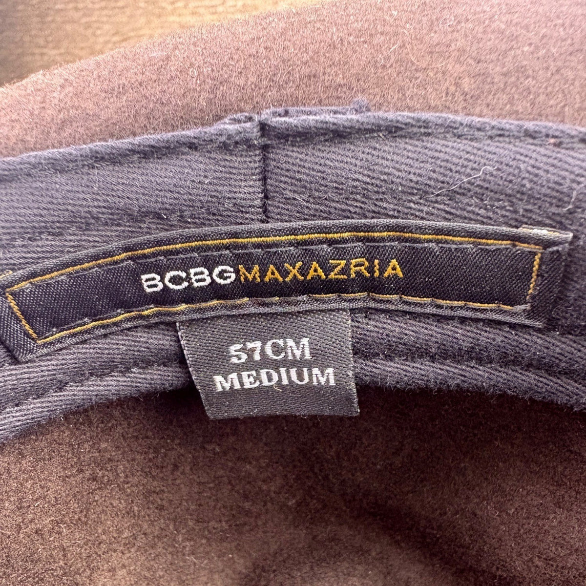 BCBGMaxAzria Womens Brown Wool Fedora Hat Medium Stylish Wide Brim Design 57CM