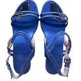 Stuart Weitzman Women’s Blue Adjustable Strappy Slingback Wedge Sandals Size 6.5