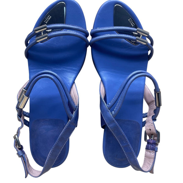 Stuart Weitzman Women’s Blue Adjustable Strappy Slingback Wedge Sandals Size 6.5