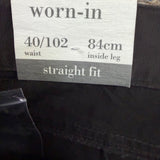 Worn-In Mens Black Cotton Cargo Pants Relaxed Fit Durable With Pockets Size 40