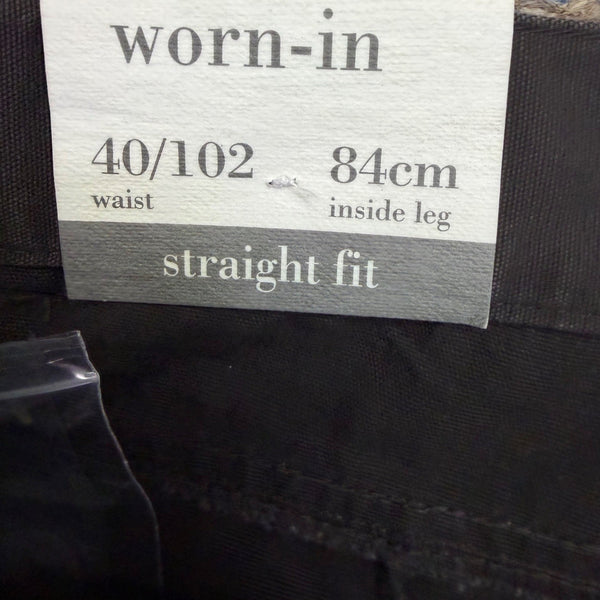 Worn-In Mens Black Cotton Cargo Pants Relaxed Fit Durable With Pockets Size 40