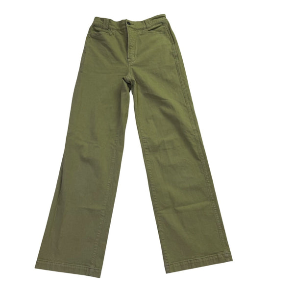 Madewell Womens Olive Cotton Blend Emmett Wide-Leg Pants Casual Outfit Size 25