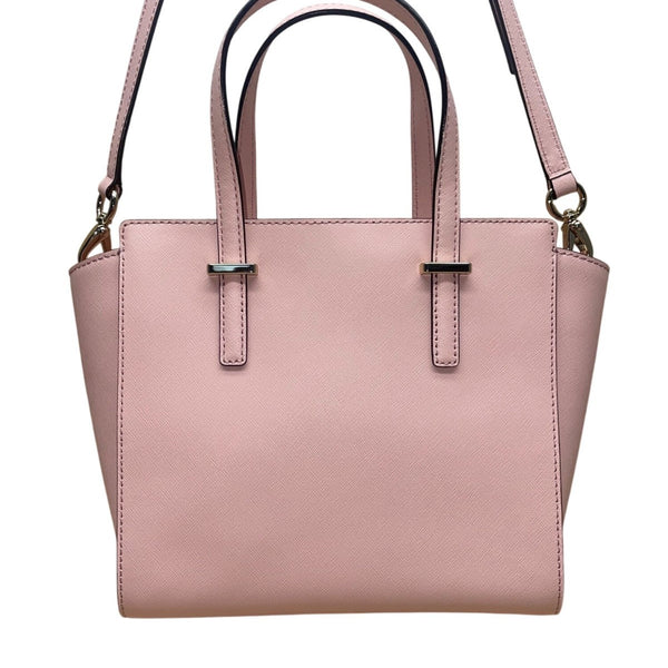 Kate Spade Women’s Pink Leather Adjustable Strap Compact Crossbody Tote Bag