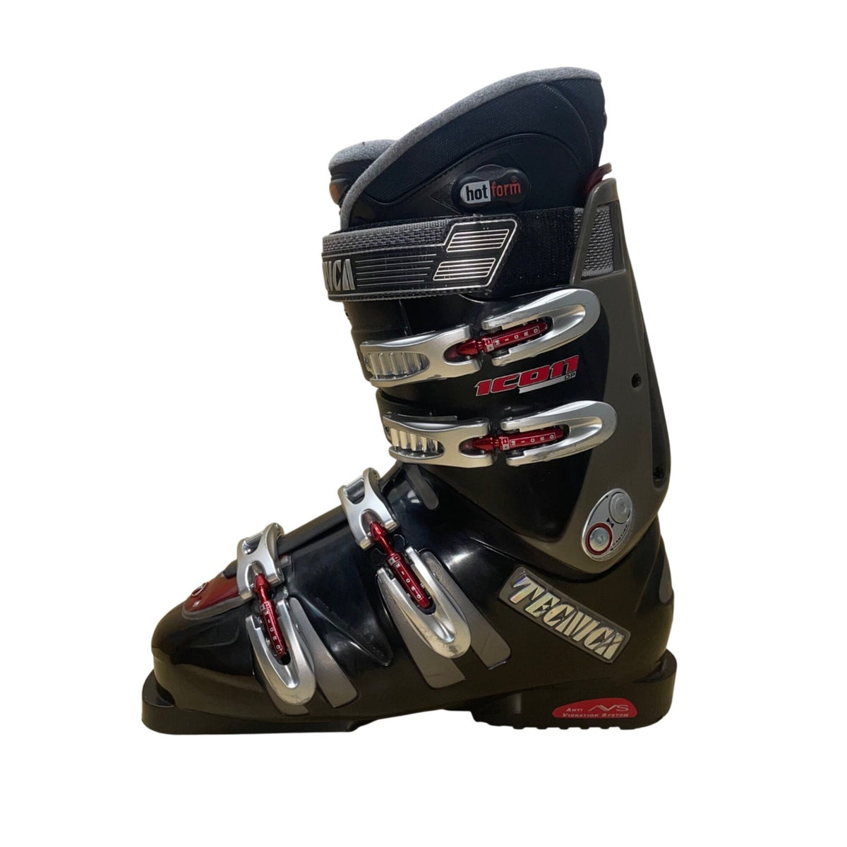 Tecnica Men’s Black & Gray Adjustable Buckles Icon DP Hot Form Ski Boots Size 9