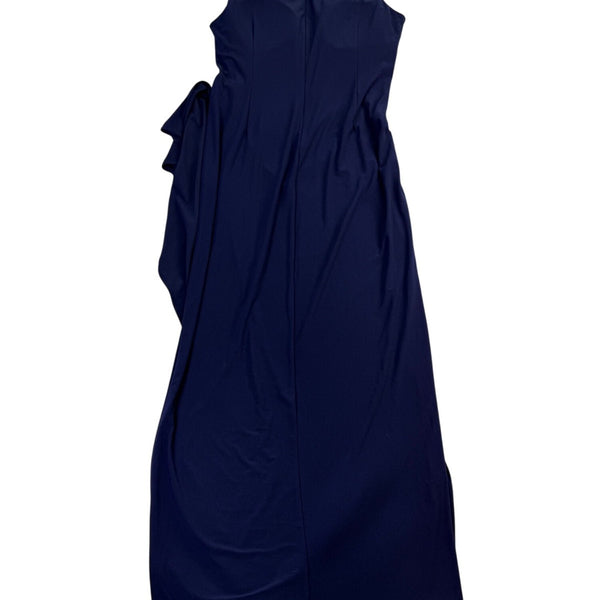 Alex Evenings Womens Navy Mesh Evening Gown With Gold Embellished Bodice Size 14