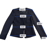 Nipon Boutique Womens Black Embellished Collar Open-Front Jacket Size 4