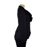 Lafayette 148 Womens Black Wool Ruffled Blazer Button Front Size 6P