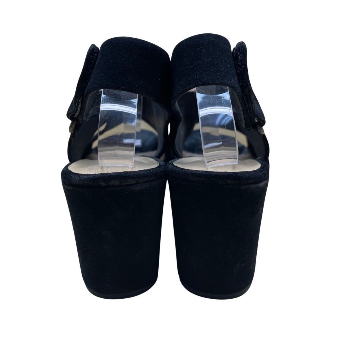 Clarks Women’s Black Suede Open-Toe Slingback Platform Sandals Size 7.5US
