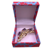  Trifari Women Gold Tone Floral Design Brooch Alfred Philippe 1953 Purple
