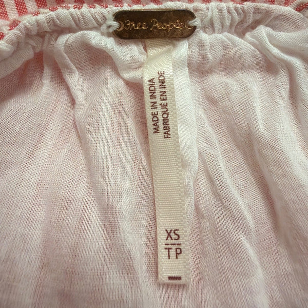 Free People Womens Pink Striped Maxi Sundress Sleeveless Smocked V-Neck Size XS