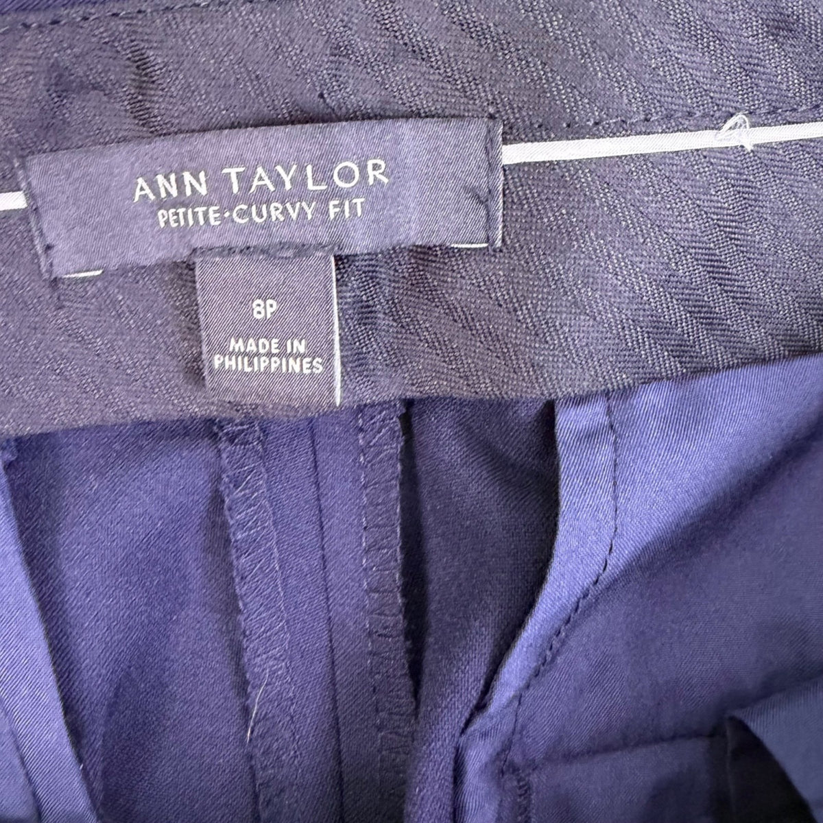 Ann Taylor Womens Navy Petite-Curvy Fit Pants Classic Style Size 8P