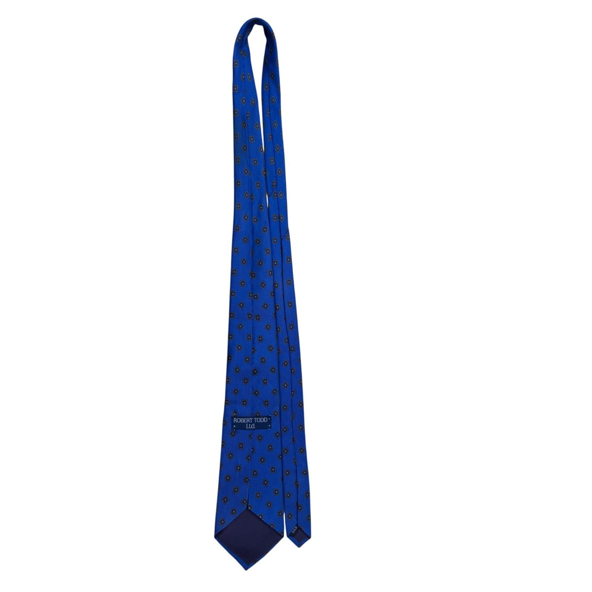 Robert Todd Ltd Mens Blue Silk Geometric Pattern Tie Classic Necktie