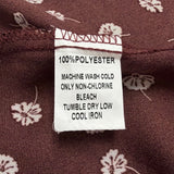 Papermoon Womens Brown Polyester Floral Print Blouse With Tie Sleeves Size XXL