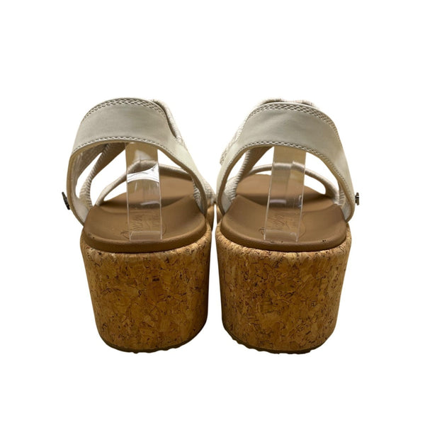 Skechers Women’s White Arch Fit Comfort Cork Sole Slip-On Wedge Sandals Size 9US
