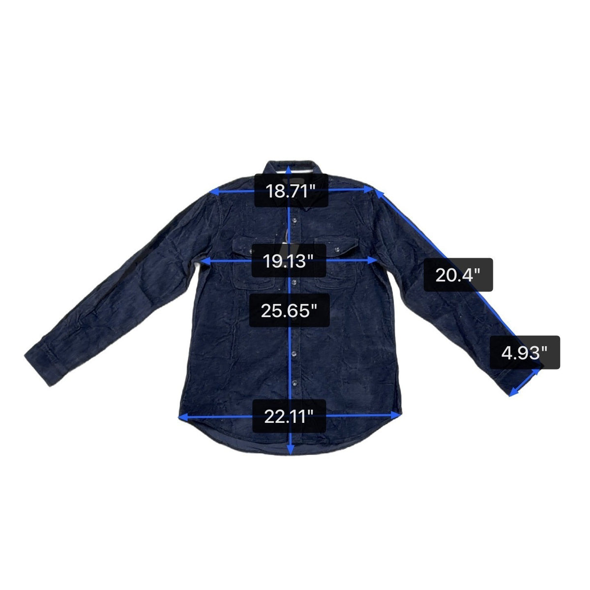 James Campbell Mens Navy Corduroy Button-Up Long Sleeve Shirt Size L