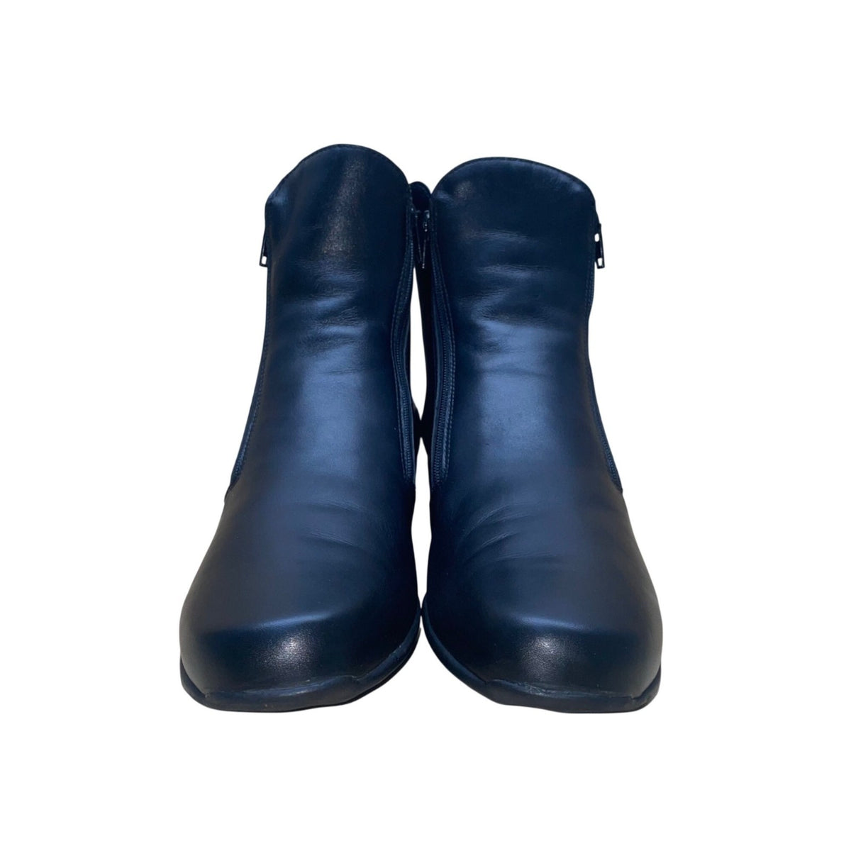 Munro American Women’s Black Leather Double Zip-Up Ankle Boots Size 9.5W