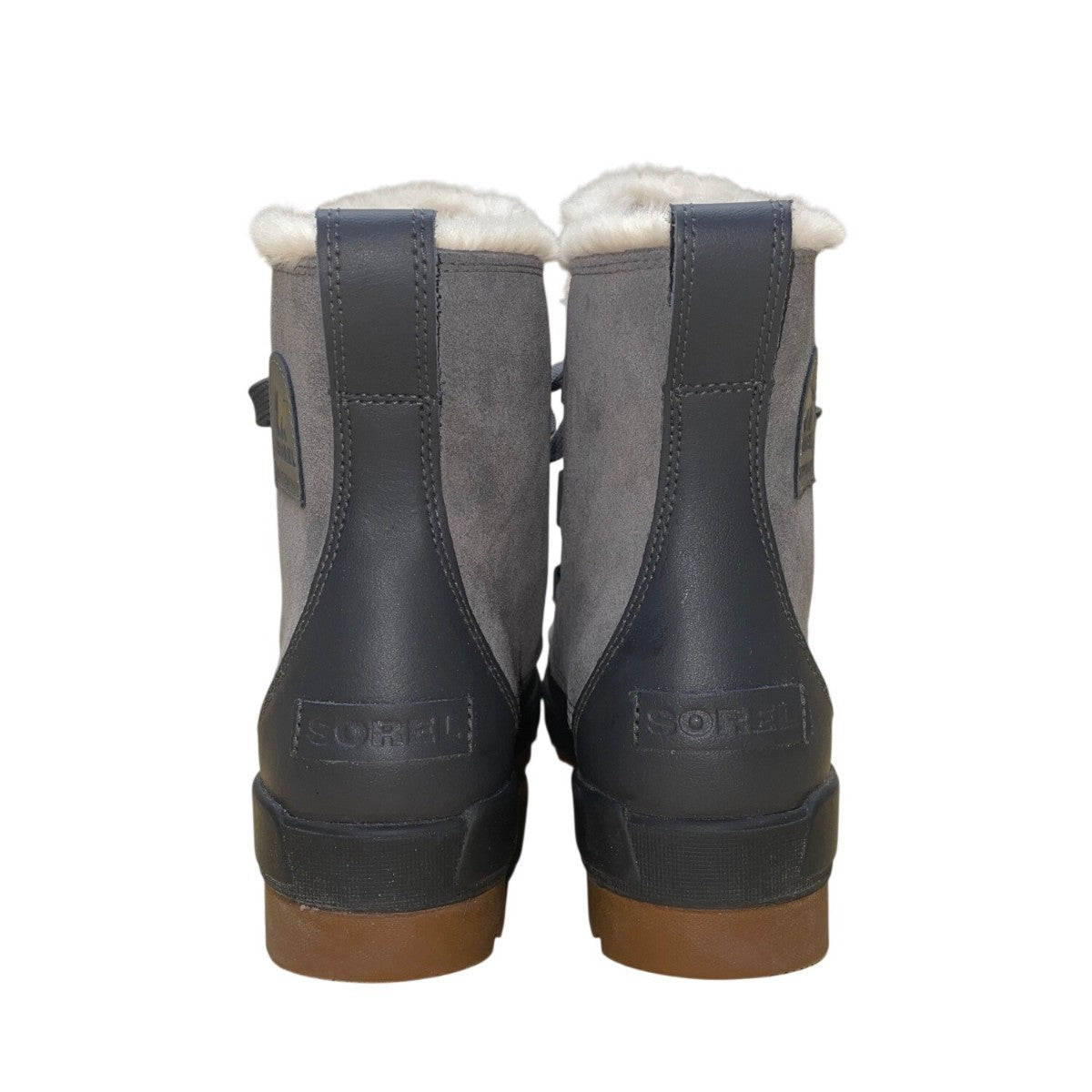 Sorel Women’s Gray Leather With Faux Fur Lining Waterproof Winter Boots Size 10