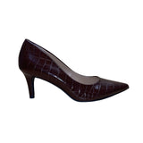 Alfani Women’s Brown Manmade Crocodile-Embossed Pointed-Toe Jeules Heels Sz 7.5M