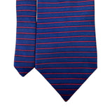 Elizabeth Nell Blue Silk Striped Tie With Red Detail Classic Necktie Made In USA