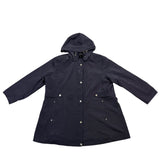 Gallery Womens Navy Hooded Raincoat Waterproof Lightweight Long Jacket Sz 3X