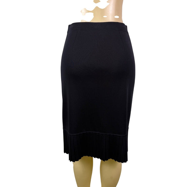 Exclusively Misook Womens Black Pleated Hem Skirt Elegant Size Small