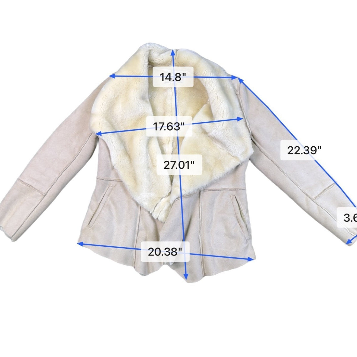 Lucky Brand Womens Beige Faux Suede Jacket With Stylish Wide Collar Sz  XS