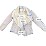 Lucky Brand Womens Beige Faux Suede Jacket With Stylish Wide Collar Sz  XS