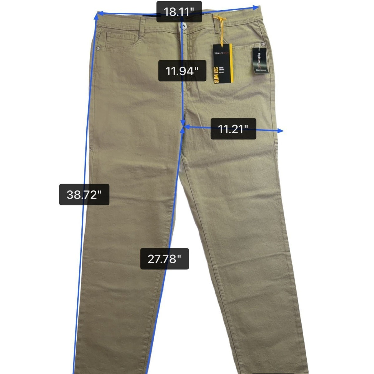 Style & Co Womens Khaki Slim Leg Tummy Control High Rise Pants Size 16P