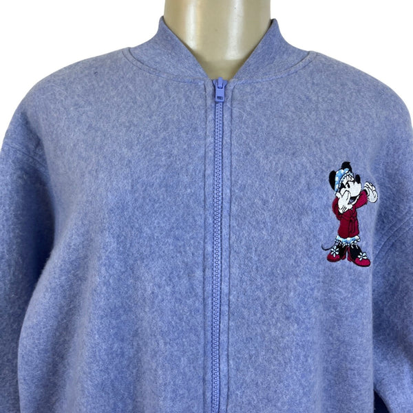 Disney Women’s Blue Minnie Mouse Embroidered Long Loungewear Zippered Sz M - New