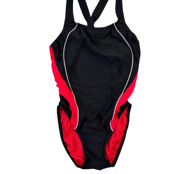 Speedo Womens Black & Red Polyester Spandex Pro LT One-Piece Swimsuit Size 6/32