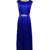 Tahari Vintage-Style Royal Blue Sleeveless Evening Gown Embellished Waist Size 6