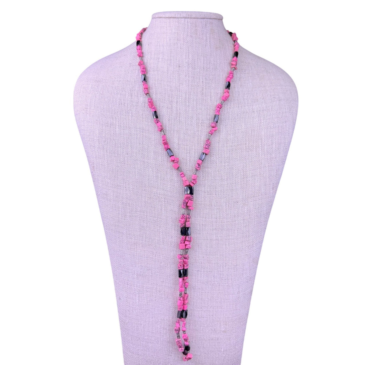 Pink Multistone Womens Convertible Necklace/Bracelet Magnetic Clasp  Handmade