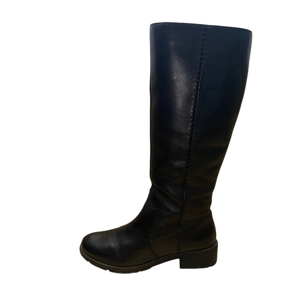 Sofft Women’s Black Leather Stitched Detailing Zip-Up Knee High Boots Size 7.5M