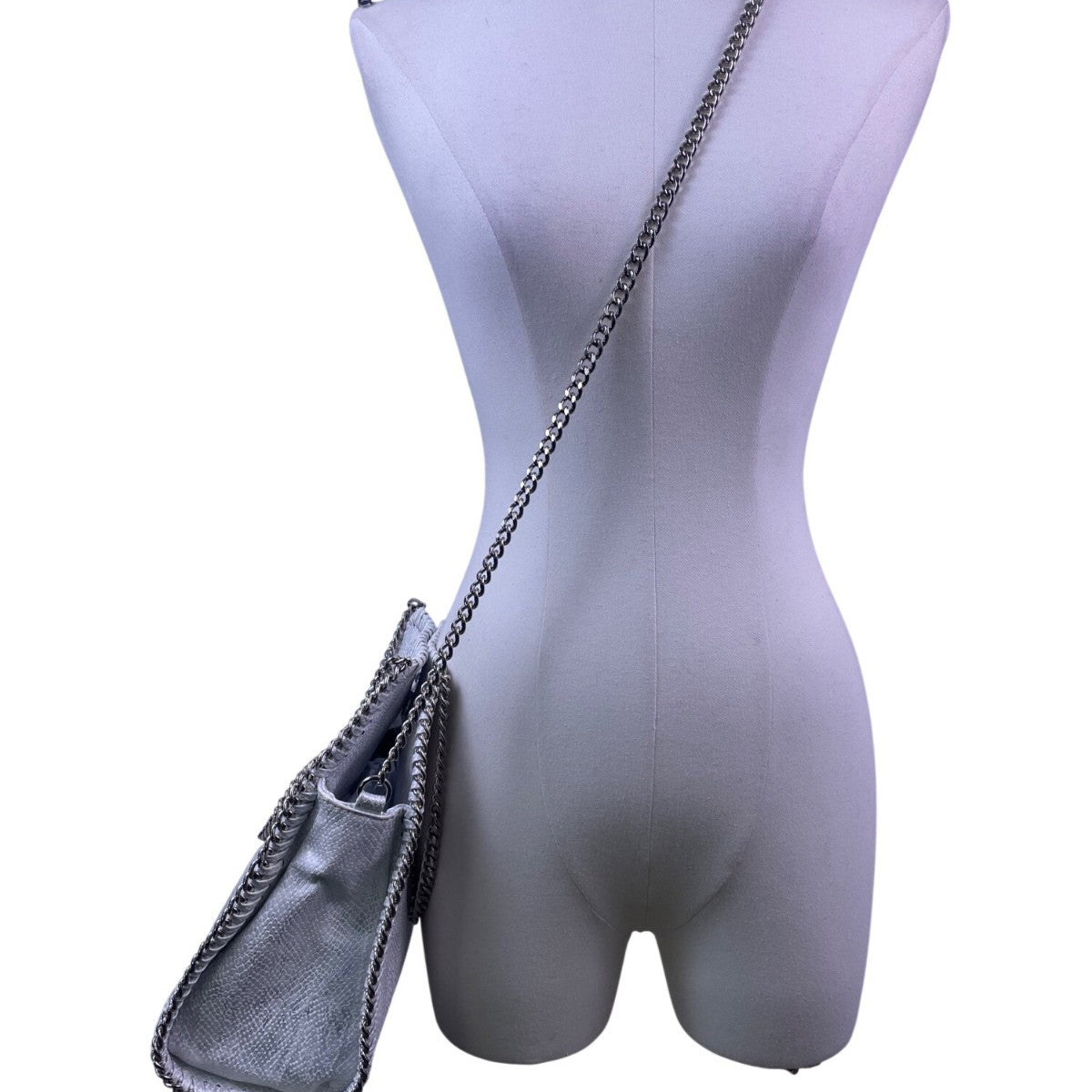 Inzi Women’s Silver & White Faux Leather Snake Pattern Chain Strap Crossbody Bag