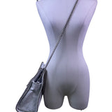 Inzi Women’s Silver & White Faux Leather Snake Pattern Chain Strap Crossbody Bag