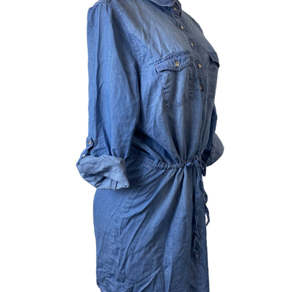 Gloria Vanderbilt Blue Denim Button-Up Shirt Dress Sz M