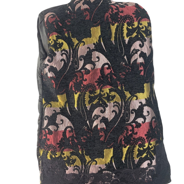 Floral Embroidered Open Jacket Womens Multicolor Brocade 3/4 Sleeve
