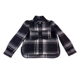 Gap Womens Plaid Shirt Jacket Black & White Button-Up Petite Recycled Sz XS