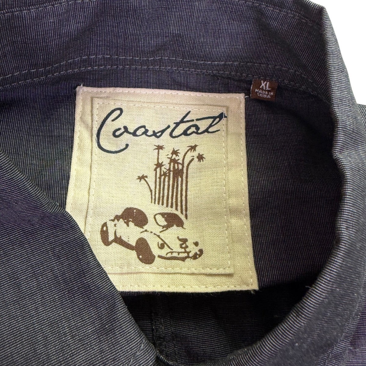 Coastal Long Sleeve Mens Gray Button-Up Shirt With Pockets Size XL